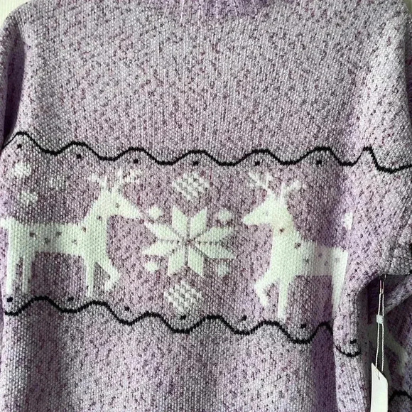 NWT Snowflake NY pink Soft snowflake pattern with reindeer knit Sweater Sz  L/XL - Picture 3 of 5